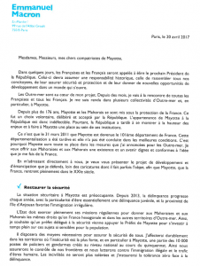 Emmanuel Macron envoie une lettre ouverte aux outre-mer et à Mayotte
