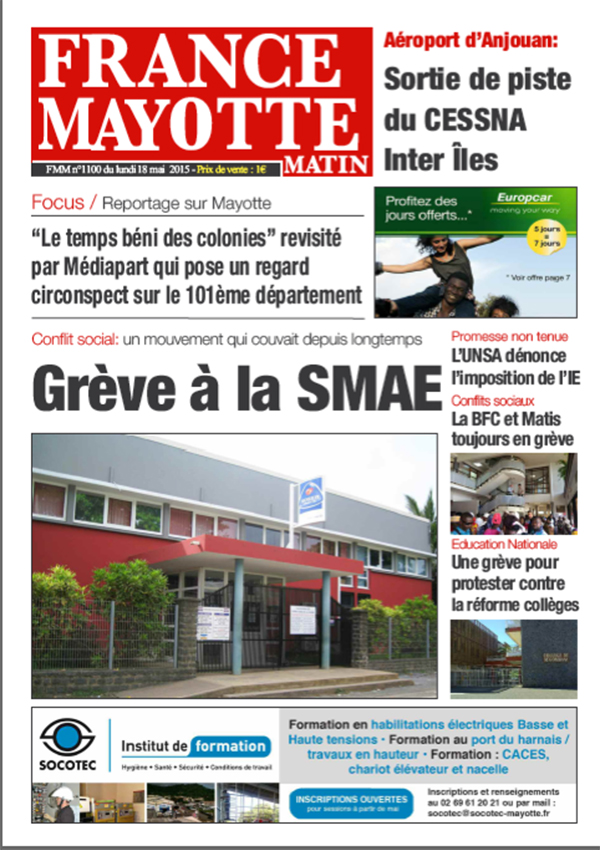France Mayotte Lundi 18 mai 2015