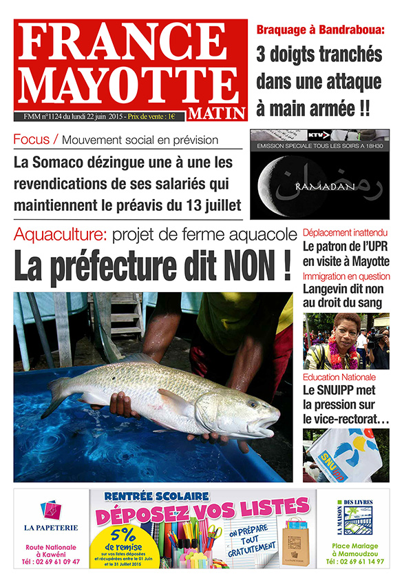 France Mayotte Lundi 22 juin 2015