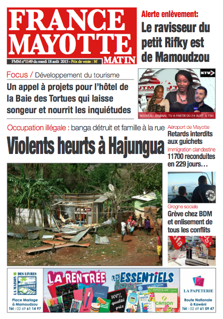 France Mayotte Mardi 18 août 2015