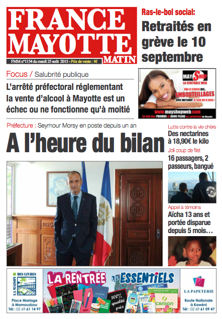 France Mayotte Mardi 25 août 2015
