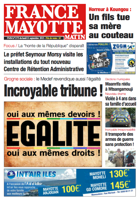 France Mayotte Lundi 21 septembre 2015