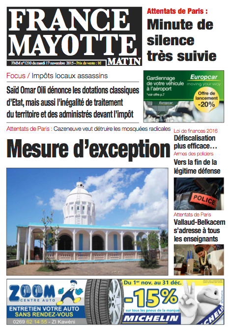 France Mayotte Mardi 17 novembre 2015