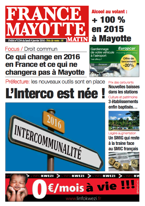 France Mayotte Lundi 4 janvier 2016