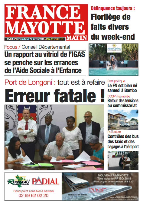 France Mayotte Lundi 29 février 2016