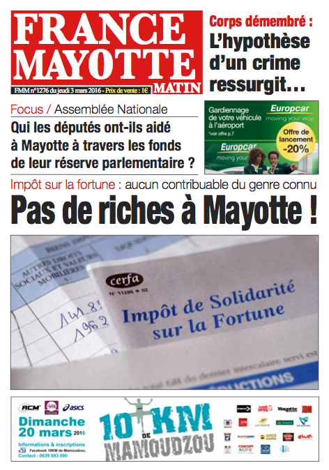 France Mayotte Jeudi 3 mars 2016