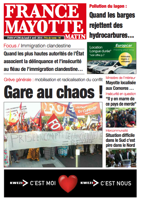 France Mayotte Lundi 4 avril 2016
