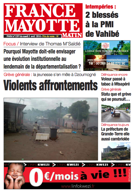 France Mayotte Mardi 5 avril 2016