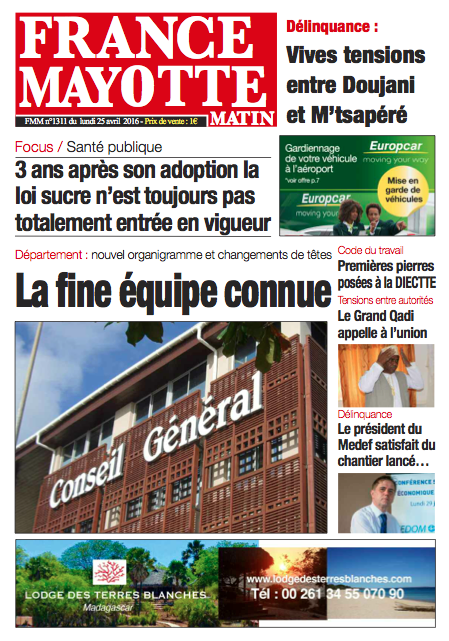 France Mayotte Lundi 25 avril 2016