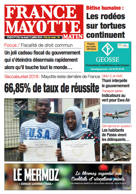 France Mayotte Lundi 11 juillet 2016