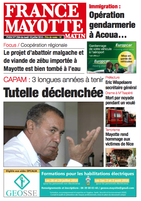 France Mayotte Lundi 18 juillet 2016