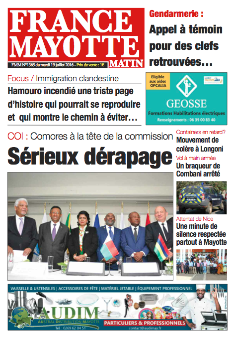 France Mayotte Mardi 19 juillet 2016