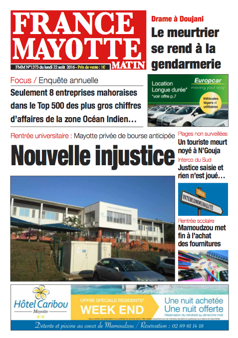 France Mayotte Lundi 22 août 2016