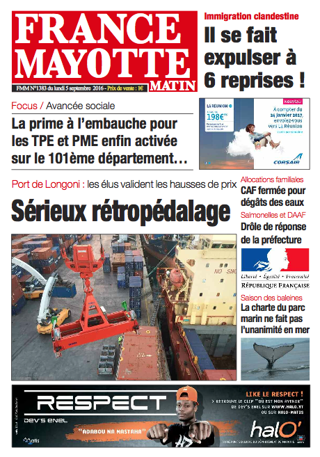 France Mayotte Lundi 5 septembre 2016