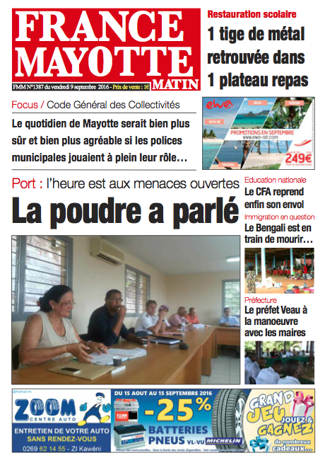 France Mayotte Vendredi 9 septembre 2016