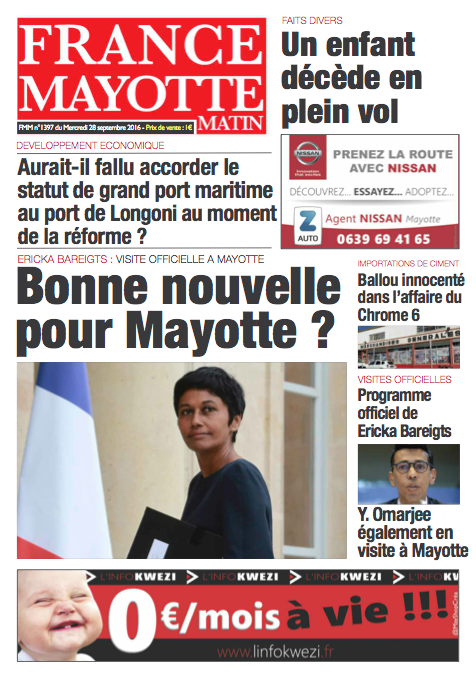 France Mayotte Mercredi 28 septembre 2016