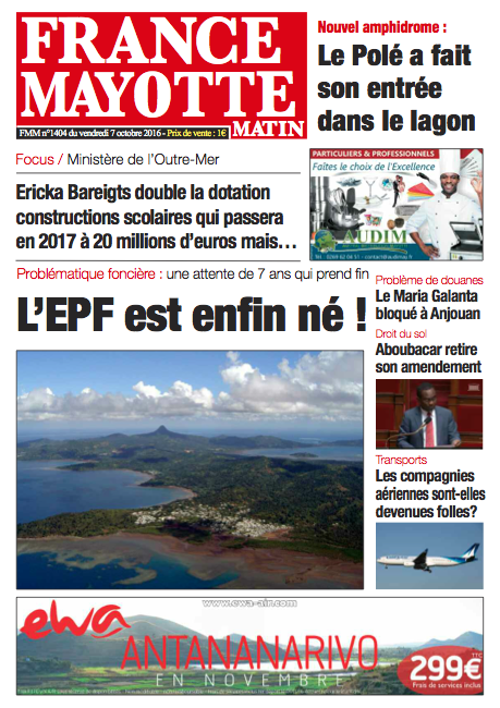 France Mayotte Vendredi 7 octobre 2016