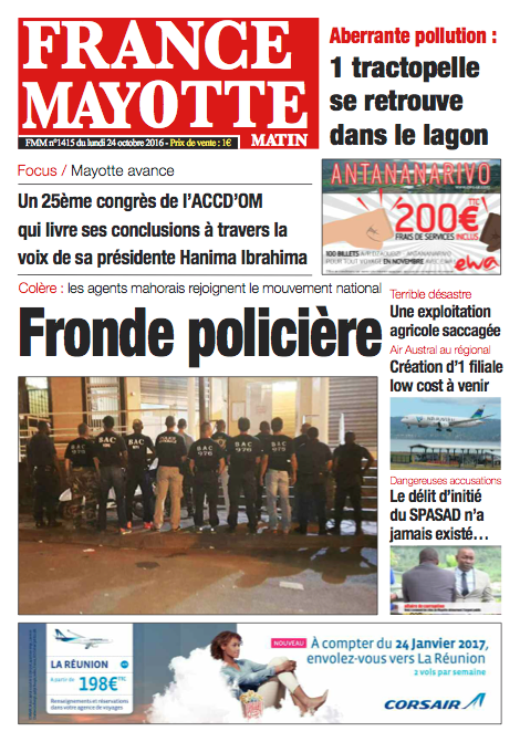 France Mayotte Lundi 24 octobre 2016