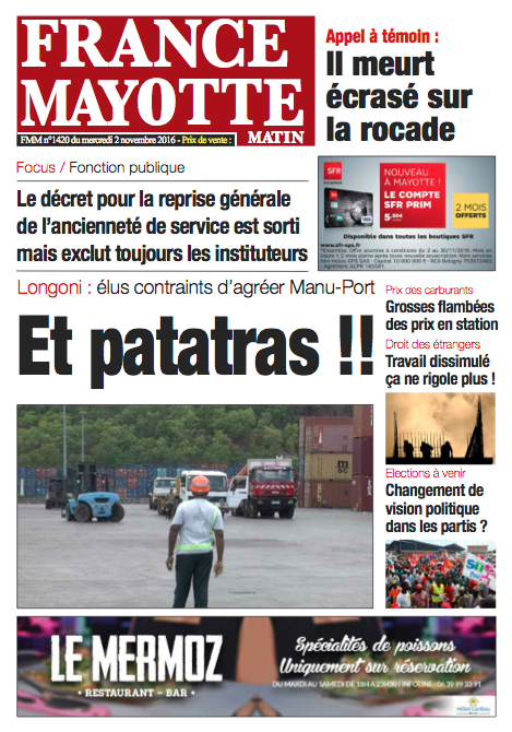 France Mayotte Mercredi 2 novembre 2016