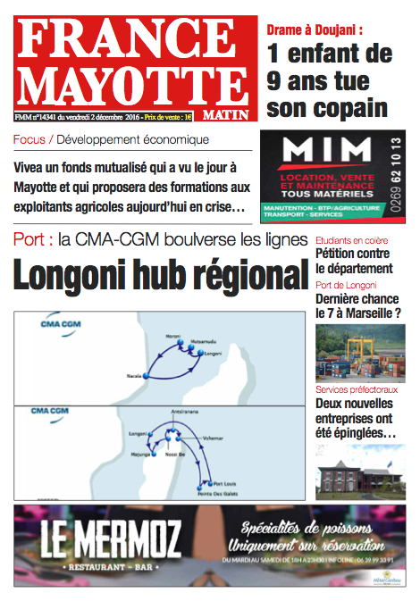 France Mayotte Vendredi 2 décembre 2016