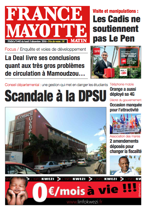 France Mayotte Lundi 5 décembre 2016