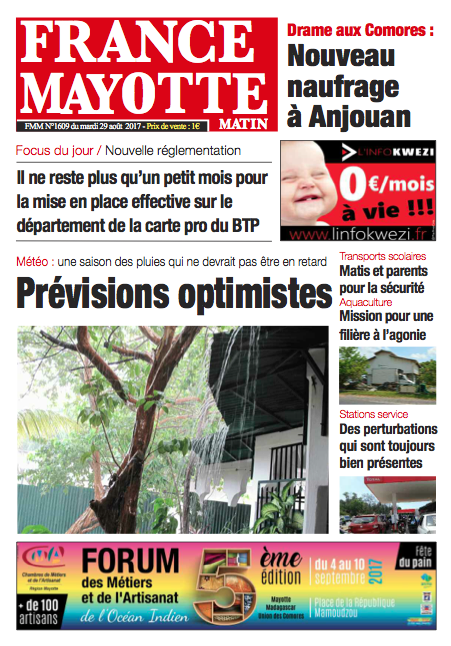 France Mayotte Mardi 29 août 2017