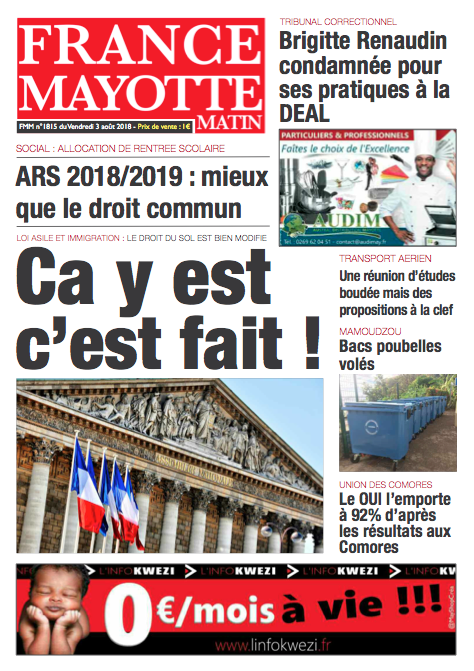 France Mayotte Vendredi 3 août 2018