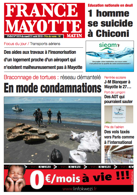 France Mayotte Mardi 21 août 2018