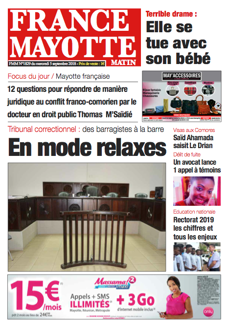 France Mayotte Mercredi 5 septembre 2018