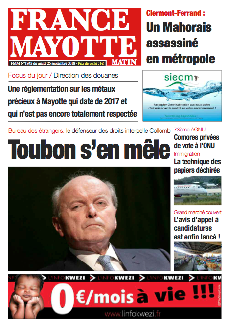 France Mayotte Mardi 25 septembre 2018