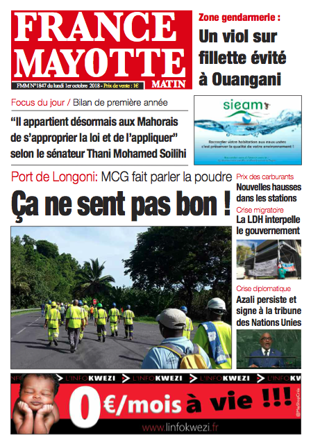 France Mayotte Lundi 1er octobre 2018