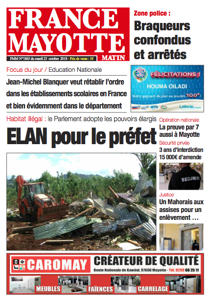 France Mayotte Mardi 23 octobre 2018