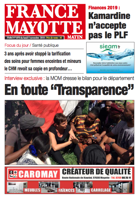 France Mayotte Lundi 5 novembre 2018