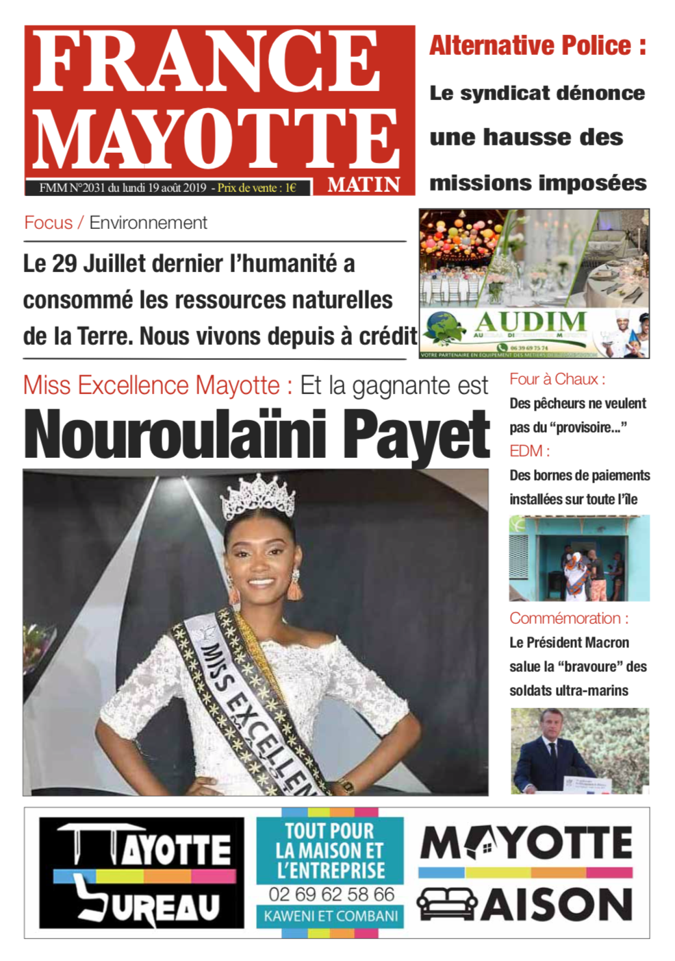 France Mayotte Lundi 19 août 2019