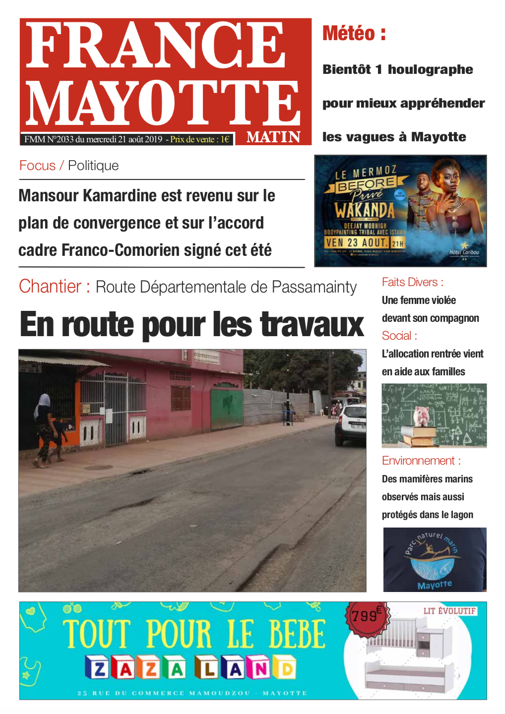 France Mayotte Mercredi 21 août 2019