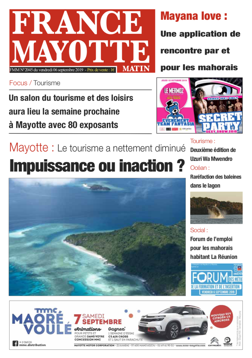 France Mayotte Vendredi 6 septembre 2019