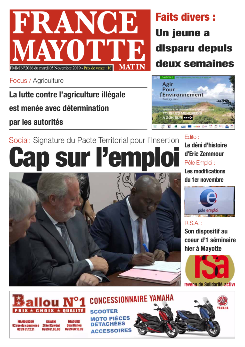France Mayotte Mardi 5 novembre 2019