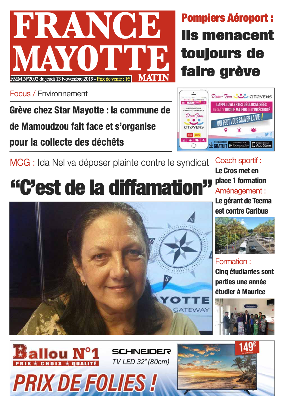 France Mayotte Jeudi 14 novembre 2019