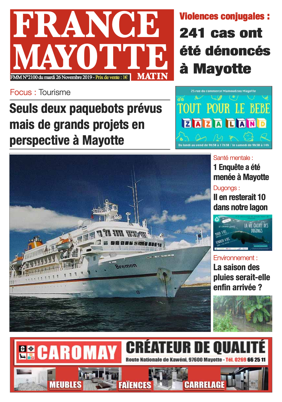France Mayotte Mardi 26 novembre 2019