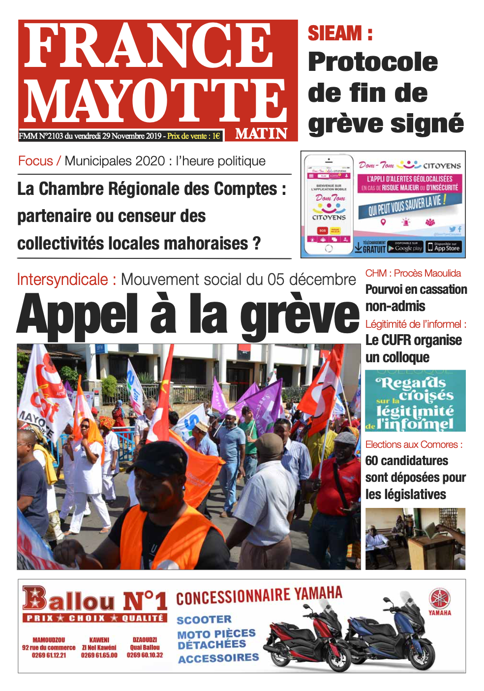 France Mayotte Vendredi 29 novembre 2019