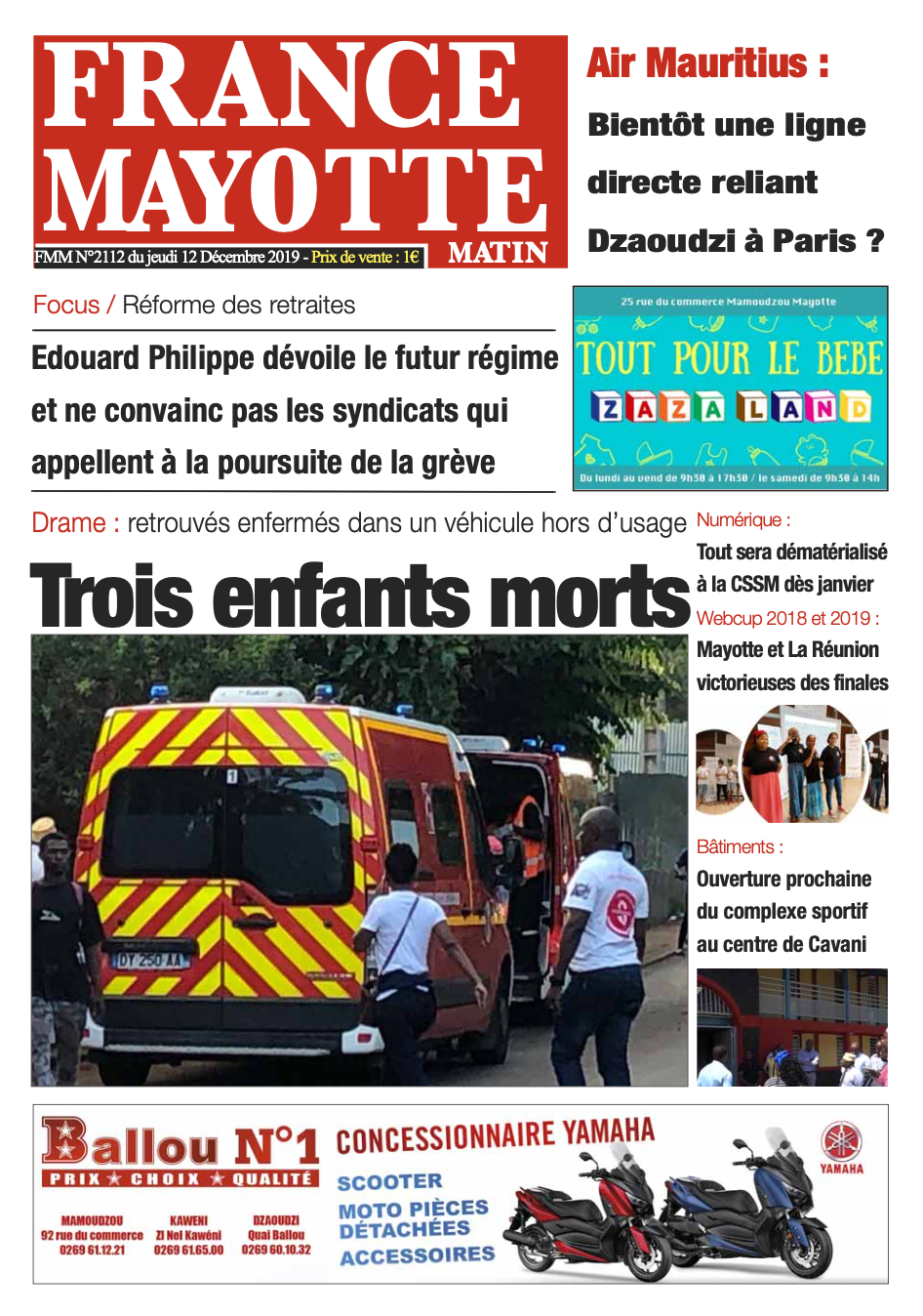 France Mayotte Jeudi 12 décembre 2019