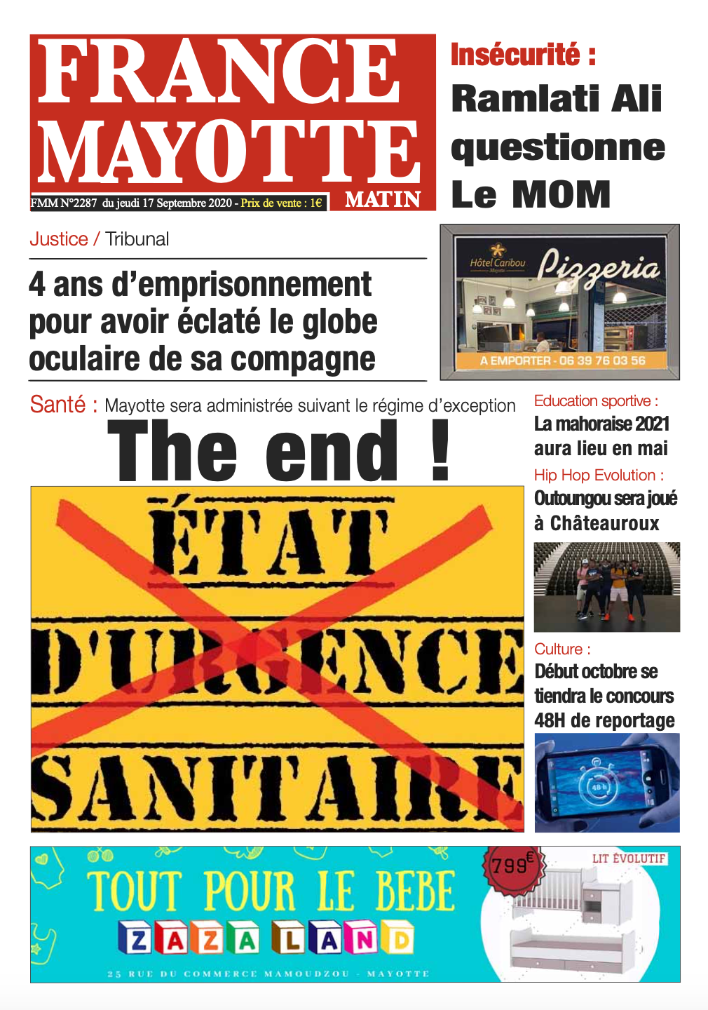France Mayotte Jeudi 17 septembre 2020