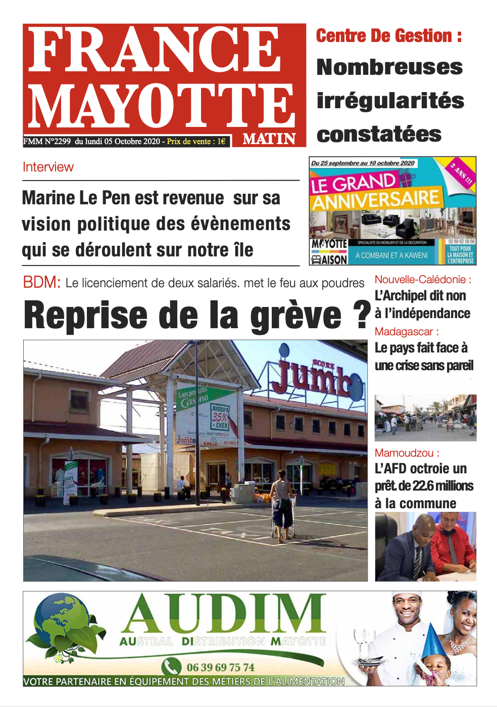 France Mayotte Lundi 5 octobre 2020