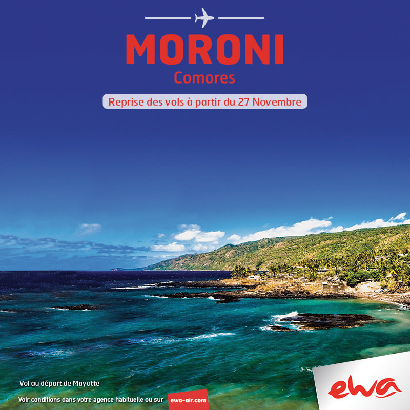 Ewa reprend les airs en direction de Moroni