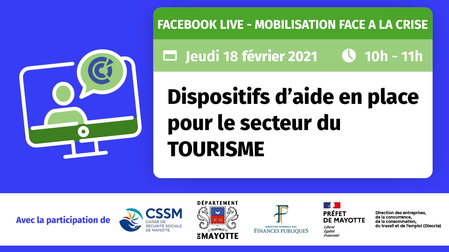 La CCI Mayotte fait un Facebook live sur les aides au tourisme