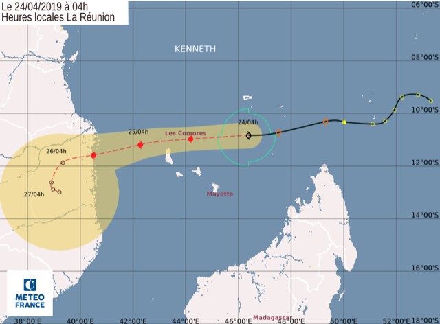 Tempête tropicale Kenneth : point de situation à 6h