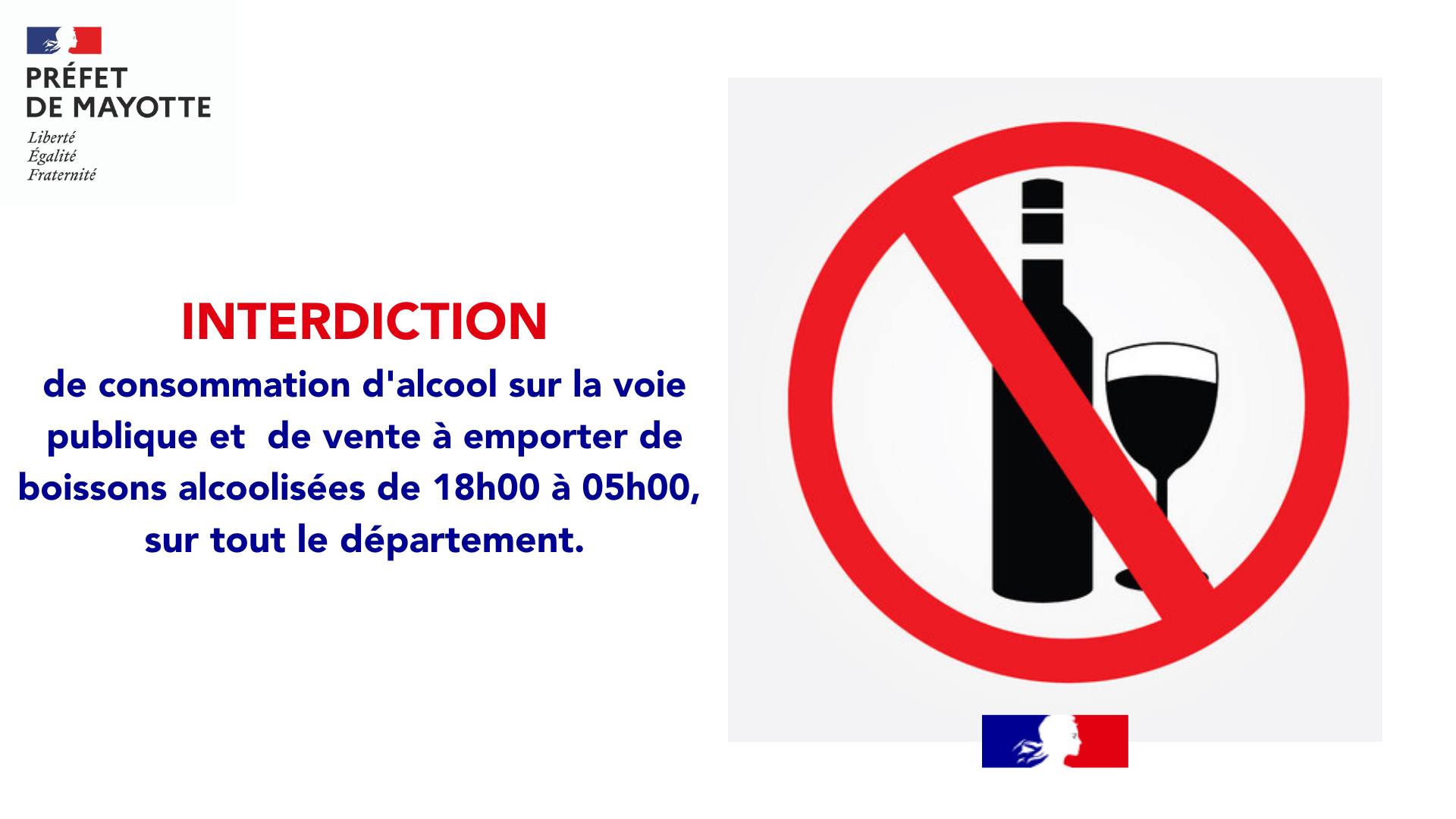 Interdiction de consommation d’alcool sur la voie publique & vente à emporter de boissons alcoolisées