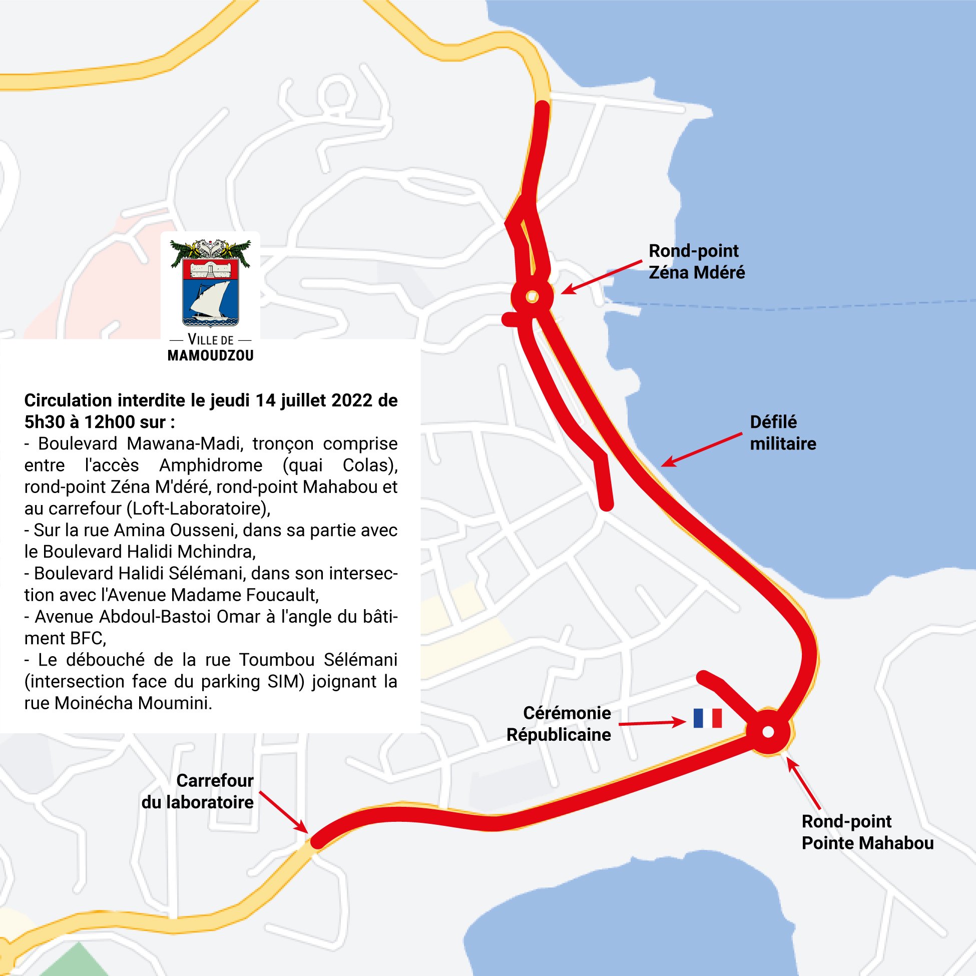 Circulation interdite le jeudi 14 juillet de 5h30 à 12h