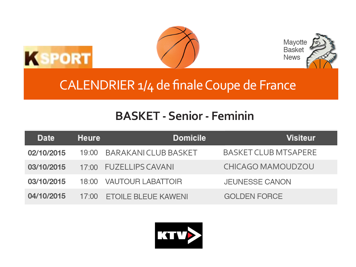 Basket / Coupe de France régionale : le calendrier des matchs du week-end
