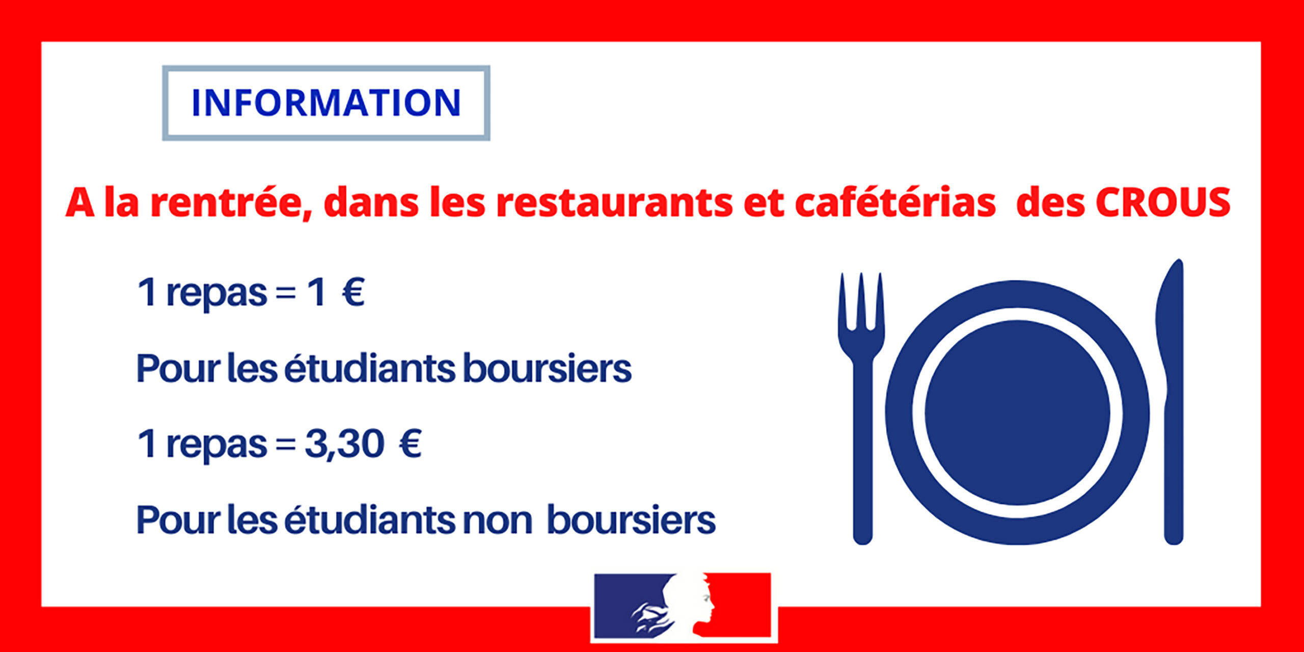 1 repas à 1 euro